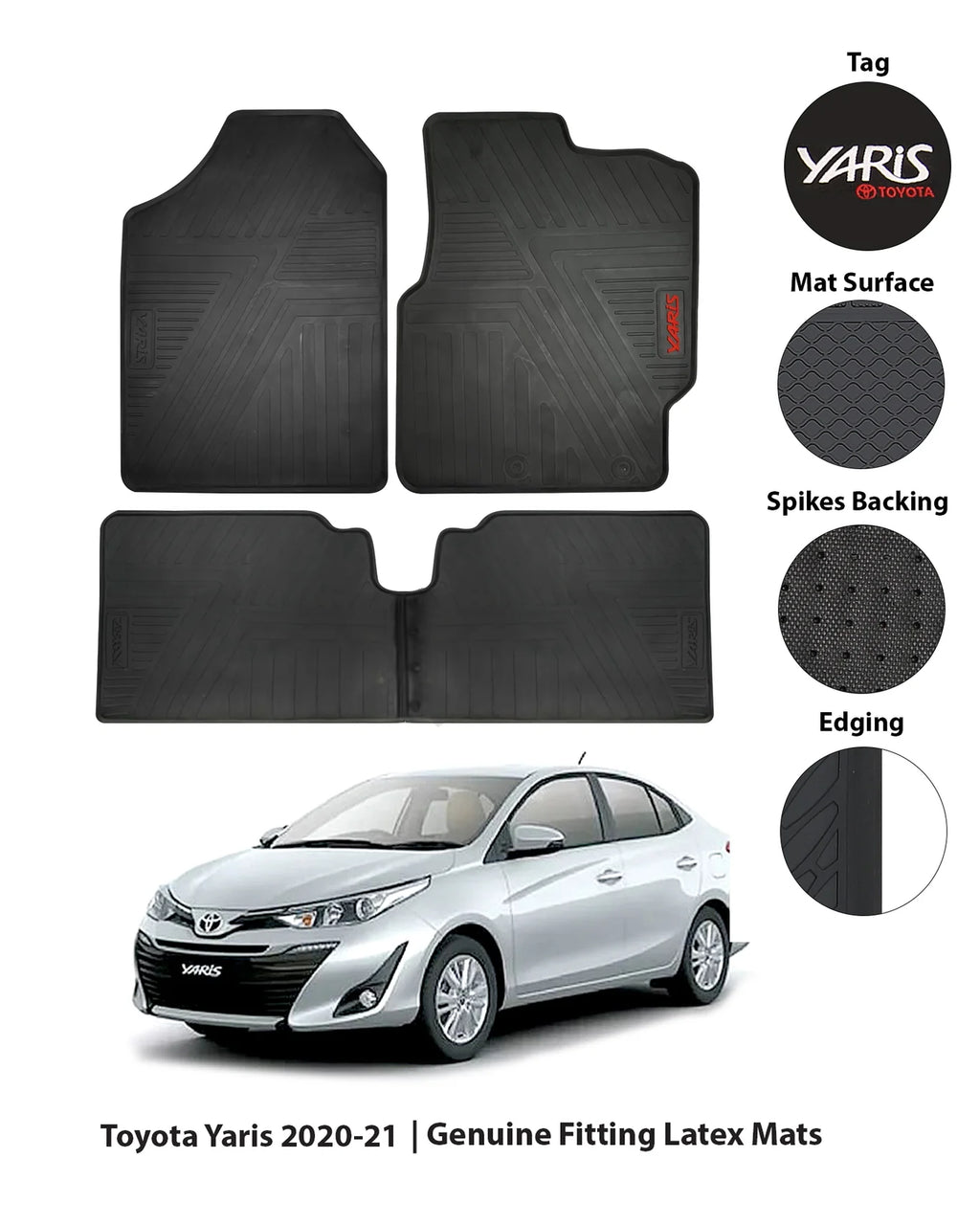 TOYOTA YARIS 2021-PRESENT RUBBER LATEX CAR FLOOR MAT