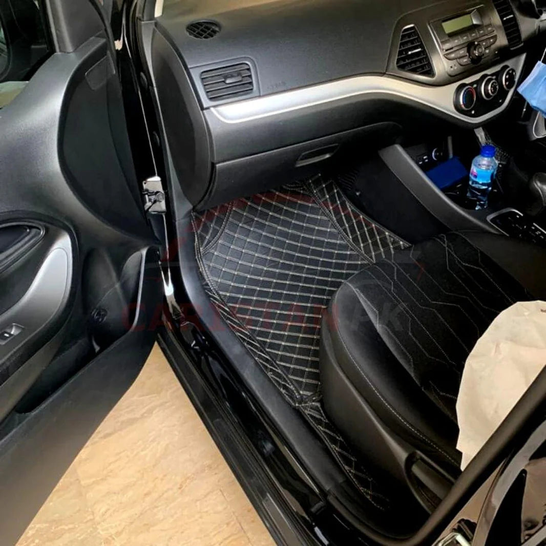 KIA Picanto 7D Floor Mat Black Multi Color Thread 3 Pcs - Model 2019-2021